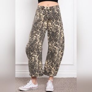 Leopard Print Wide Leg Jeans